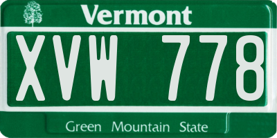 VT license plate XVW778