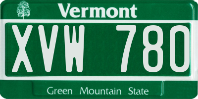 VT license plate XVW780