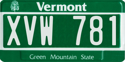VT license plate XVW781
