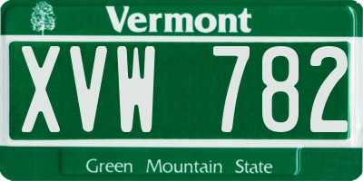 VT license plate XVW782