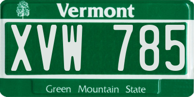 VT license plate XVW785