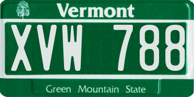 VT license plate XVW788