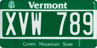 VT license plate XVW789
