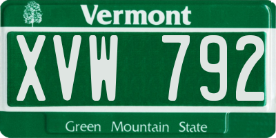VT license plate XVW792