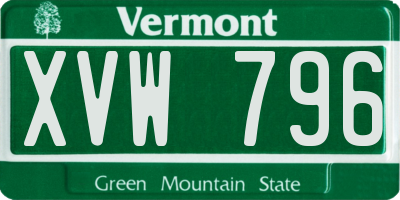 VT license plate XVW796