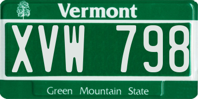 VT license plate XVW798