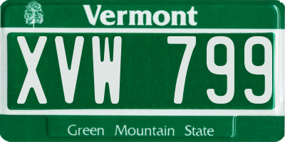 VT license plate XVW799