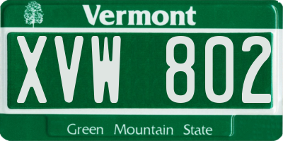 VT license plate XVW802