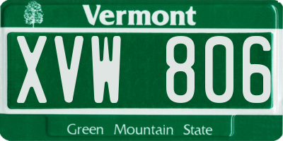 VT license plate XVW806
