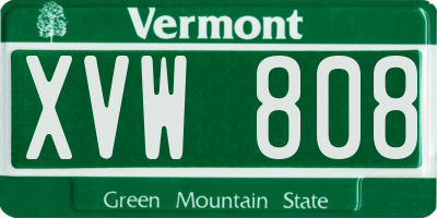 VT license plate XVW808