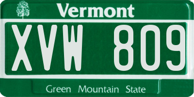 VT license plate XVW809