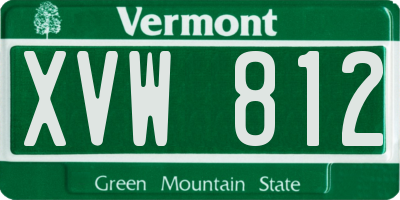 VT license plate XVW812