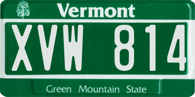 VT license plate XVW814