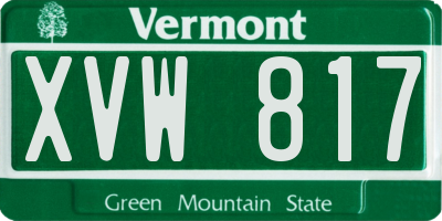 VT license plate XVW817