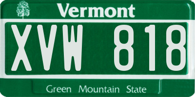 VT license plate XVW818