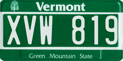 VT license plate XVW819