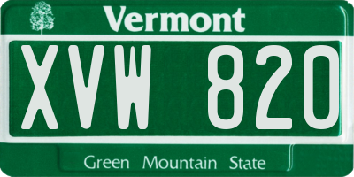 VT license plate XVW820