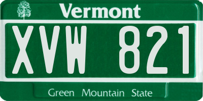 VT license plate XVW821