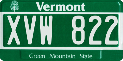 VT license plate XVW822