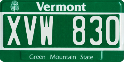 VT license plate XVW830