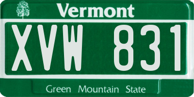VT license plate XVW831