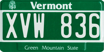 VT license plate XVW836