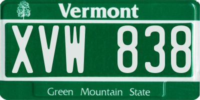 VT license plate XVW838