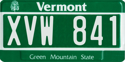 VT license plate XVW841