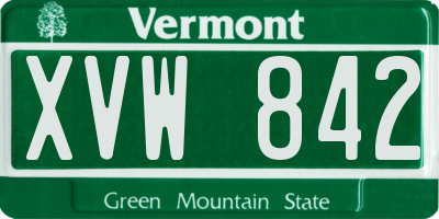 VT license plate XVW842