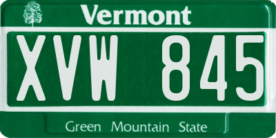 VT license plate XVW845