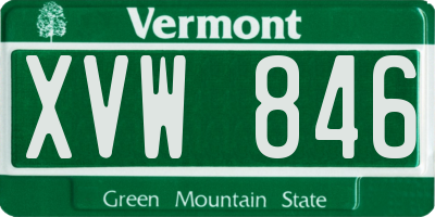 VT license plate XVW846