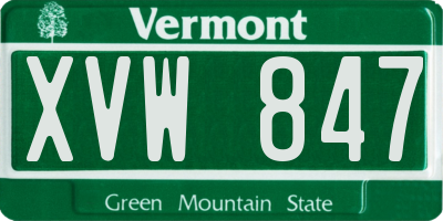 VT license plate XVW847
