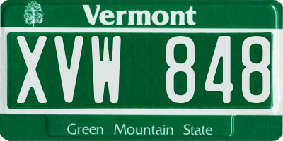 VT license plate XVW848