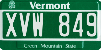 VT license plate XVW849