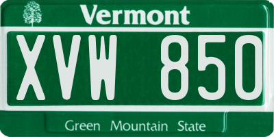 VT license plate XVW850