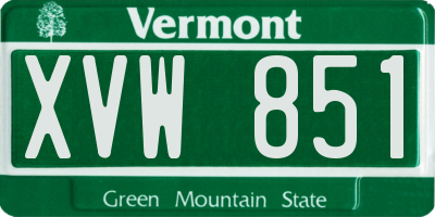 VT license plate XVW851