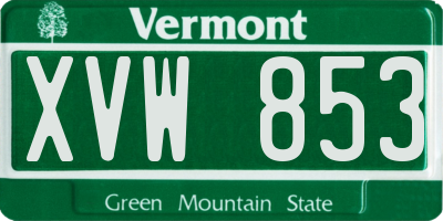 VT license plate XVW853