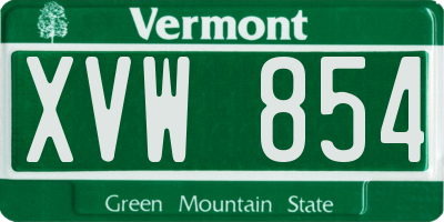 VT license plate XVW854