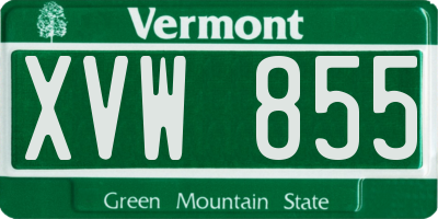 VT license plate XVW855