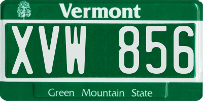 VT license plate XVW856
