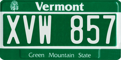 VT license plate XVW857