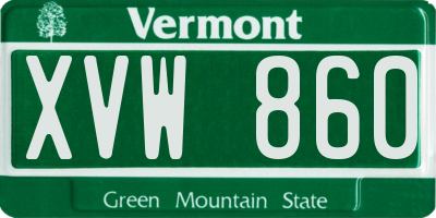 VT license plate XVW860