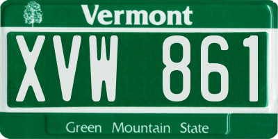 VT license plate XVW861