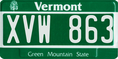 VT license plate XVW863