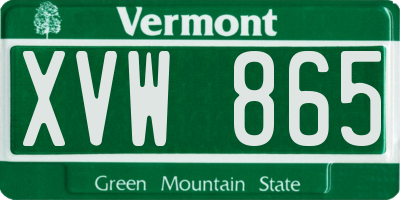 VT license plate XVW865