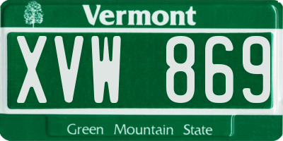 VT license plate XVW869