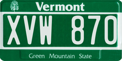 VT license plate XVW870