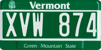 VT license plate XVW874