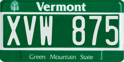 VT license plate XVW875