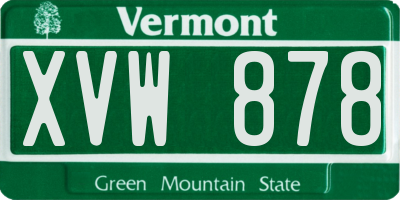 VT license plate XVW878